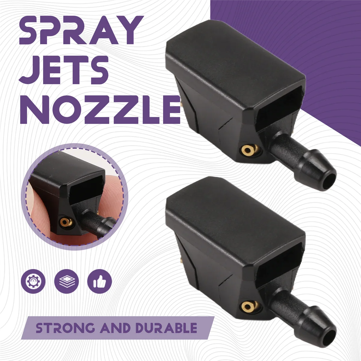 2 個フロントガラスウォッシャージェットユニバーサルブラックカーアームフロントガラスウォッシャーワイパーブレード水スプレージェットノズルアクセサリー—L49A