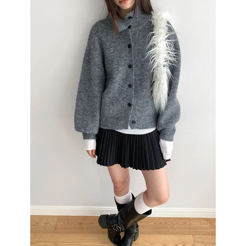 

Winter Turtleneck Single-breasted Knitted Sweater Lazy Cardigan Jacket
