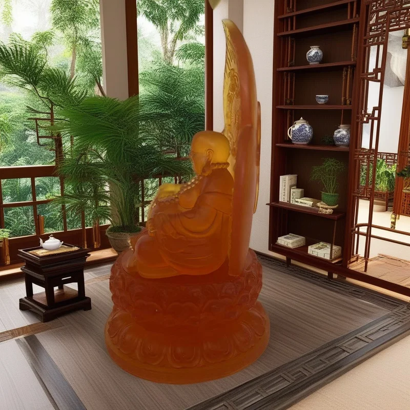 Resin Large Laughing Buddha sculptures statue Chinese Buddhist figures Home Living Room Office Wealth Luck Feng Shui Decor view 6