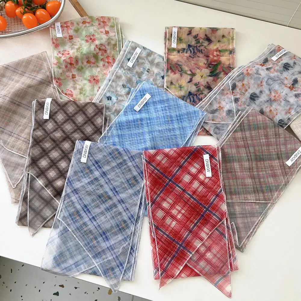 الكورية أزياء الصيف المرأة منقوشة وشاح طويل الحرير رقيقة منديل الإناث الشريط رباط شعر يلتف طويل نحيل تنوعا وشاح