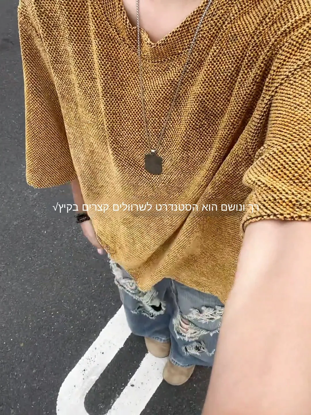 Yellow Dragon Scale Knitted Short Sleeve round Neck T-Shirt Men's Summer Heavyweight Cool Feeling Standard Fit Fashion Brand