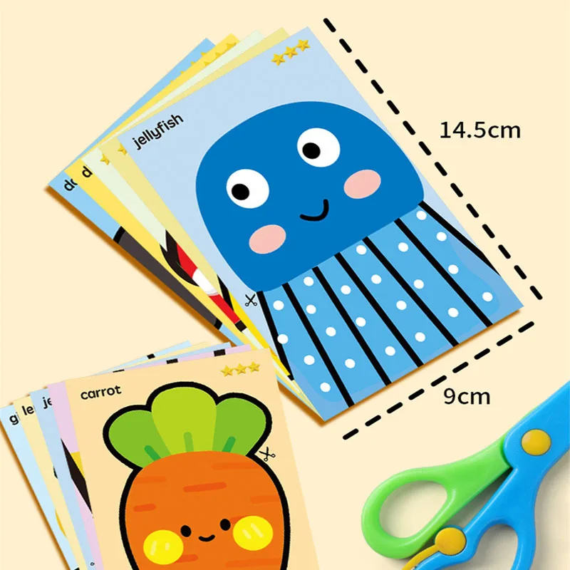 Handmade Paper Cuttings Interesting Origami Suit Animal/ Plant/ Food Patterns Including Scissors Parent-child Interactive Toys view 6