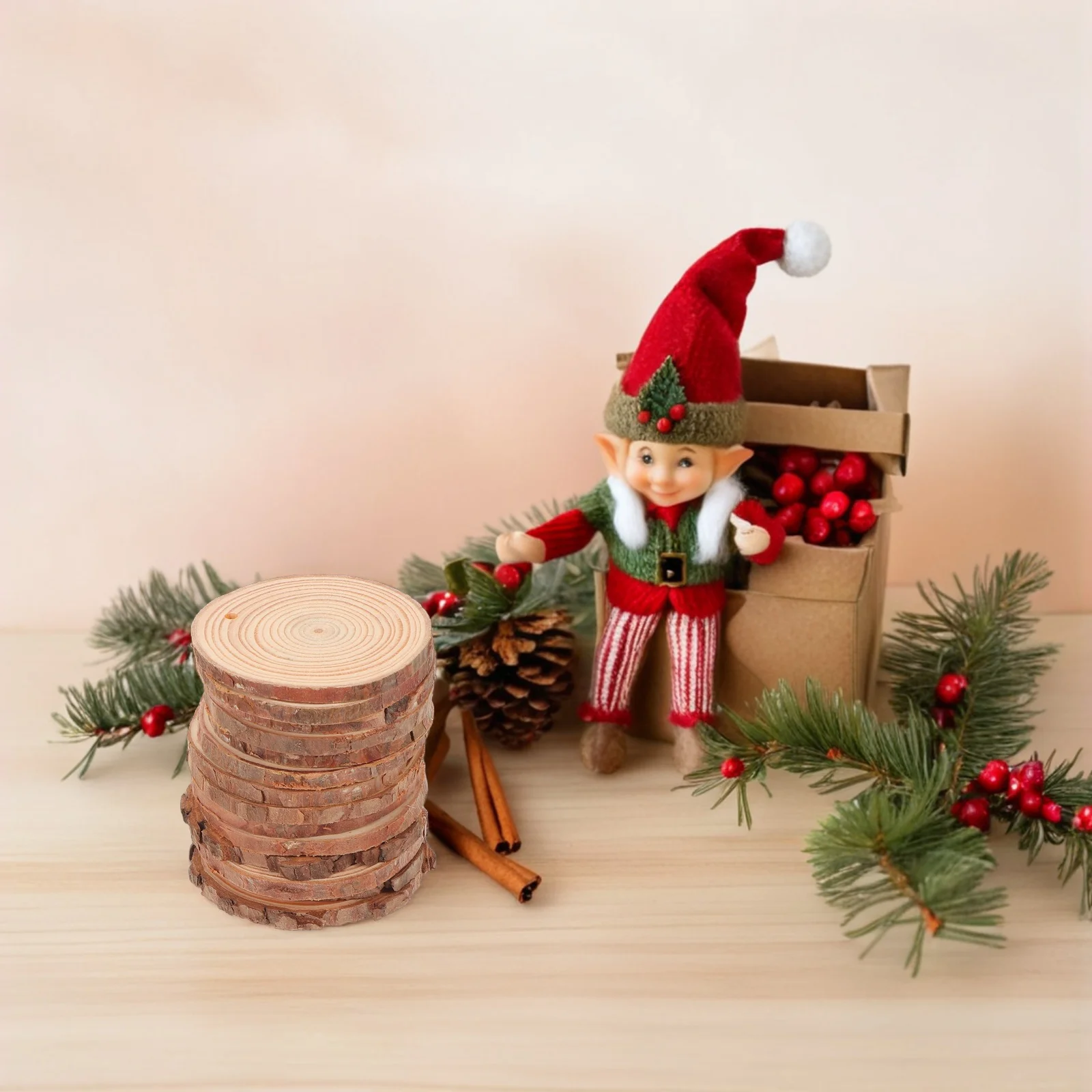 

30 pcs Pine Wood Slices Unfinished Round Discs For Diy Crafts Christmas Ornaments Wedding Decorations With Hole Wood Craft