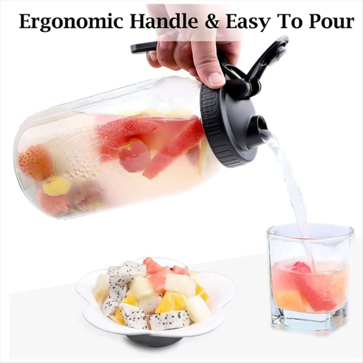 ماكينة تحضير القهوة الباردة 64 أونصة إبريق المشروب البارد مع فلتر كثيف للغاية من الفولاذ المقاوم للصدأ لقهوة المشروب المثلج والشاي المثلج-A #6