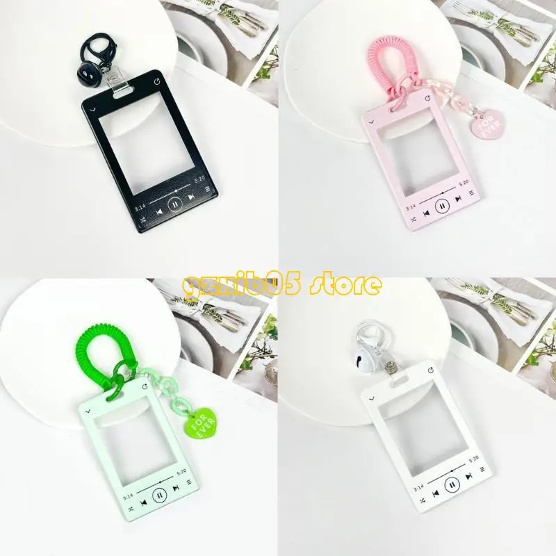 

C9GE Music Player Theme Card Cover Photocard Holder with Pendant Keychain Credit Card Case Bus Card Protector for Daily