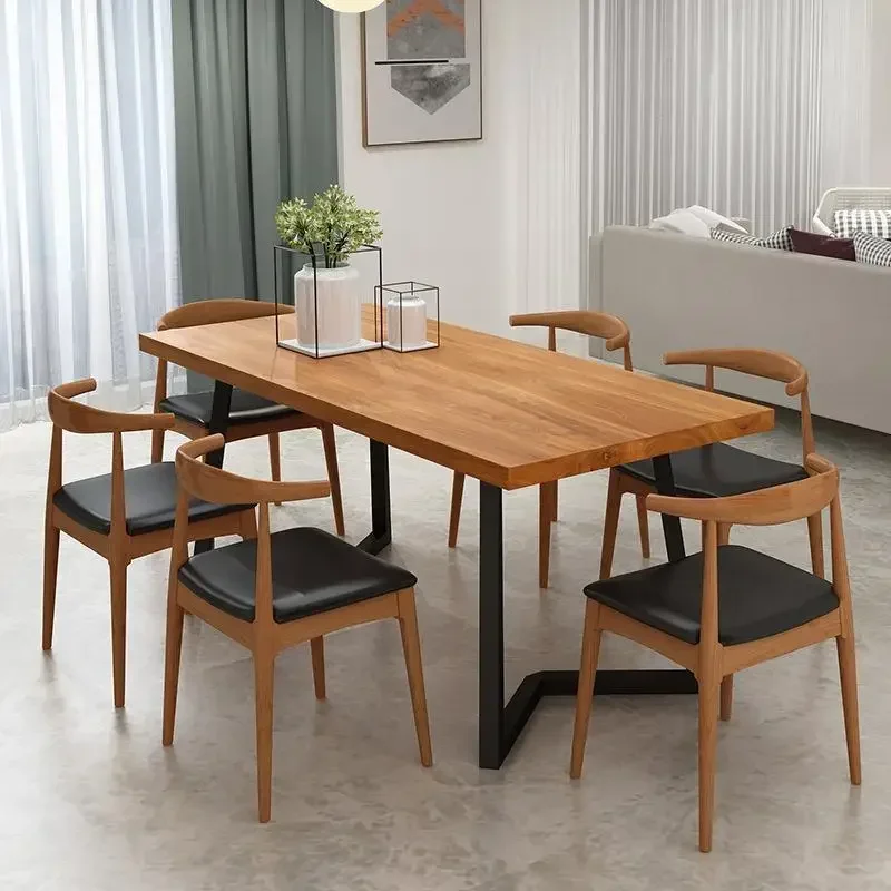 2023 Hot Sales American solid wood dining table  for small family size  cafe table chair restaurant dining table