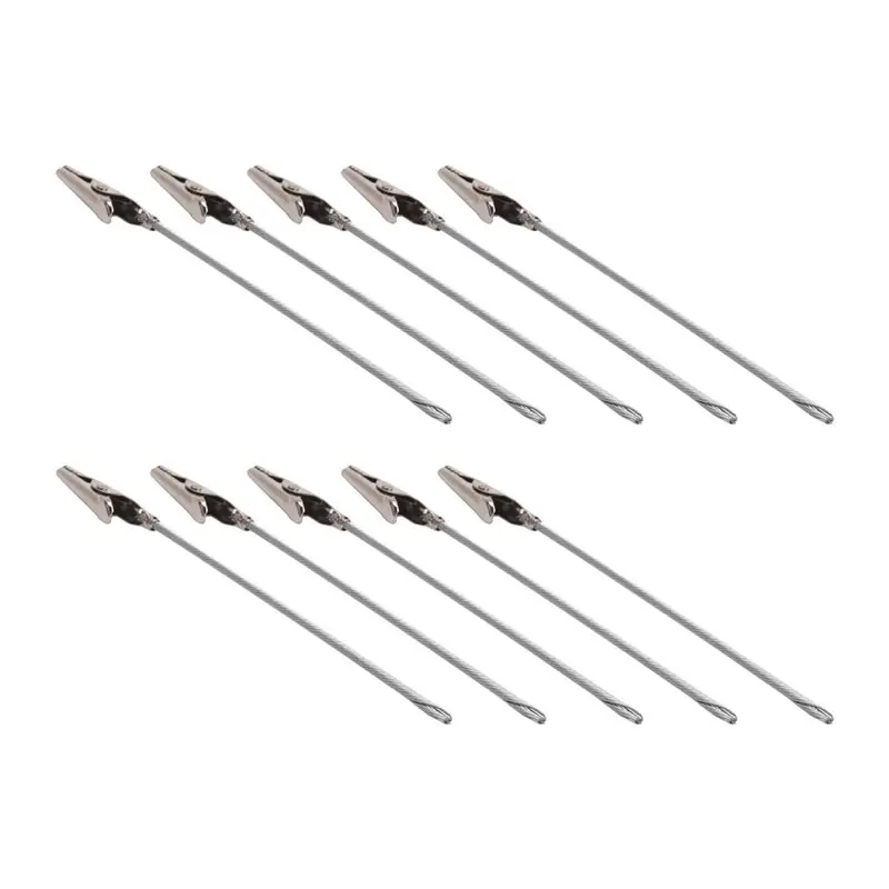 

ABIJ-10 X Crocodile Metal Clips With Wire Stalk Alligator Clamps For Memo Note Card Holders
