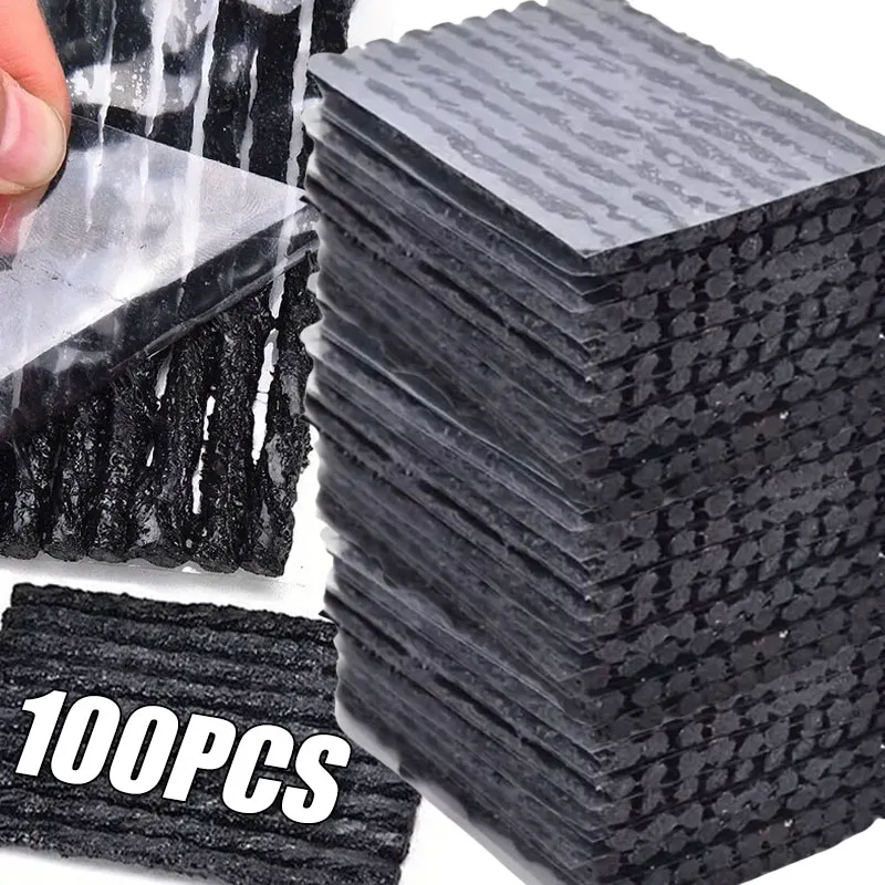 100Pcs Tire Repair Strips Tubeless Rubber Stiring Glue Seals for Car Motorcycle Tyre Puncture kit wicks worms Tools Accessories