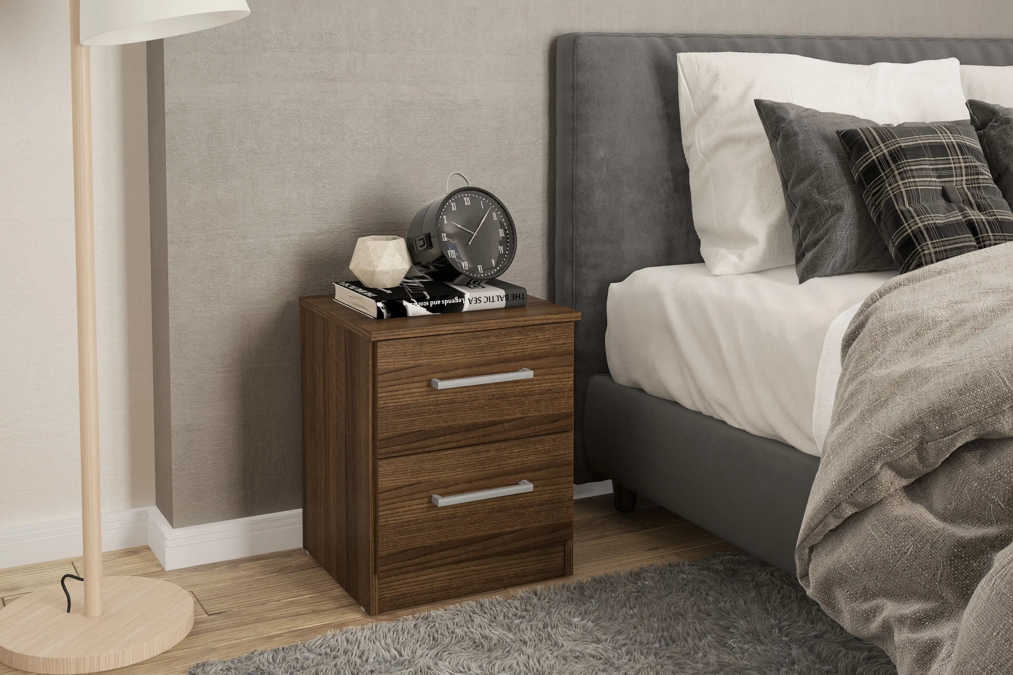 

Juliette Modern 2 Drawer Nightstand, Walnut