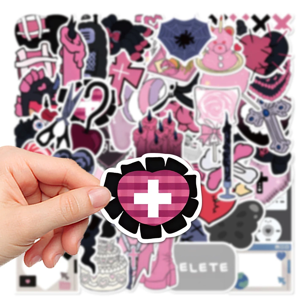 10/30/60Pcs Diablo Zwart Roze Cartoon Stickers Leuke Ins Stijl Decals Diy Telefoon Motorfiets Auto Pvc vinyl Grunge Goth Cool Sticker