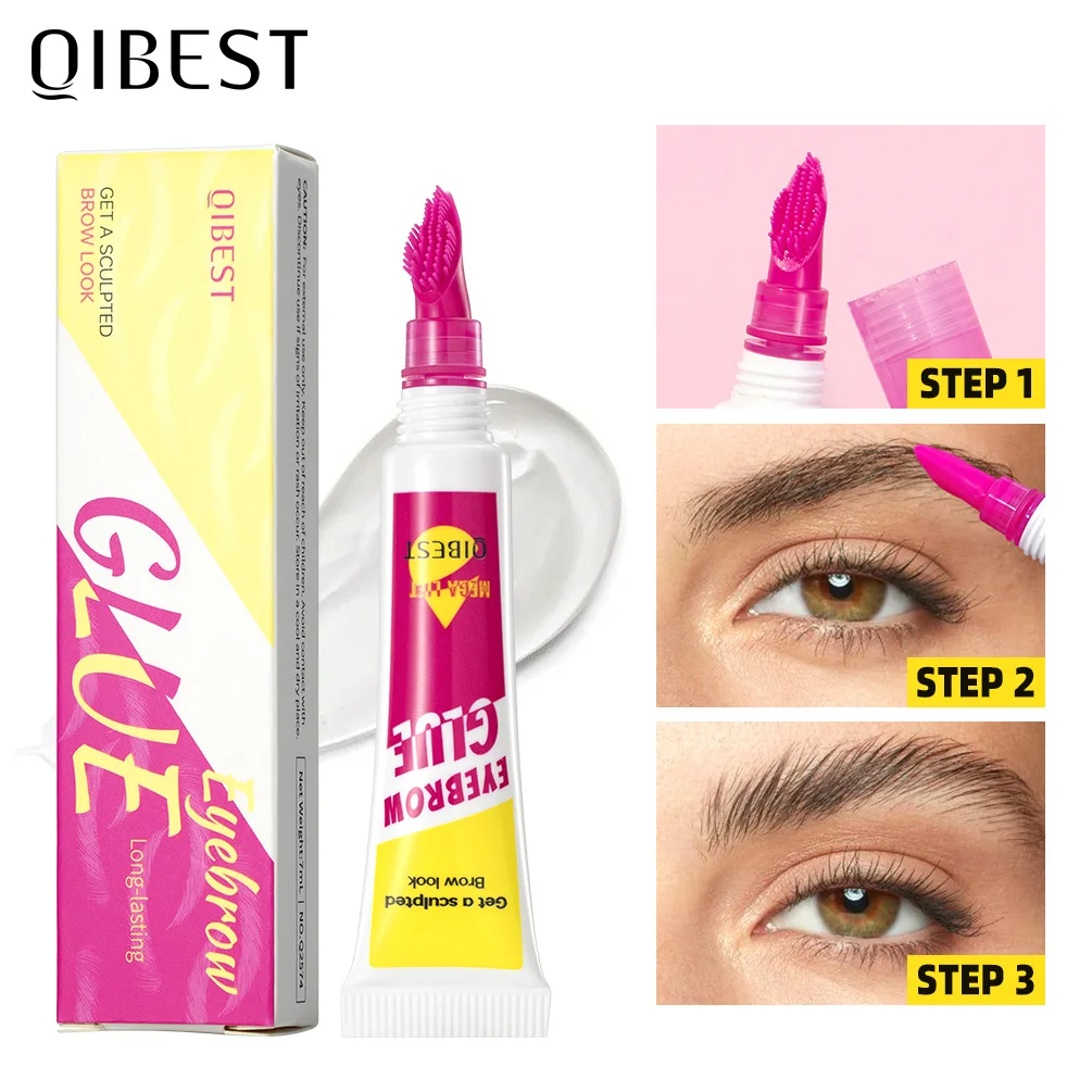 QIBEST جل حواجب ثلاثي الأبعاد شفاف يدوم طويلاً لتشكيل الحواجب صابون حواجب مقاوم للماء يخلق مكياجًا لتصفيف الحواجب الطبيعية