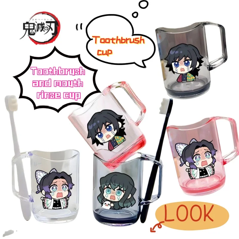 

New Demon Slayer Tomioka Giyuu Tokitou Muichirou Couple Creative Brushing Mouth Cup Student Cartoon Cute Transparent Wash Cup