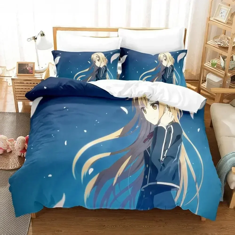 Sword Art Online Bedding Set 3D Anime Print Printed Bed Set Duvet Cover Pillowcase Linen Sheet Quilt Cover Full Queen King Size