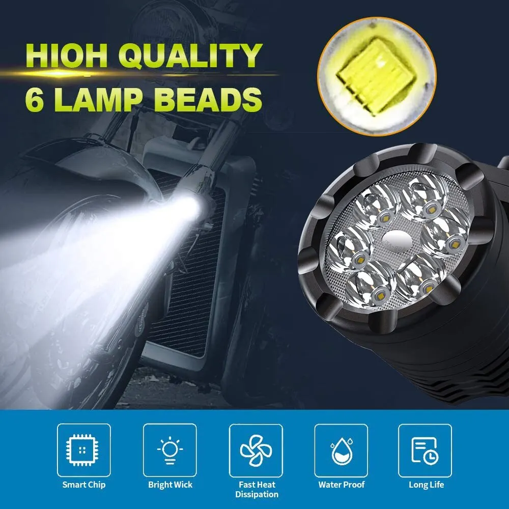 ANMINGPU Motorcycle LED Headlight Fog Light Spotlight 12V LED Auxiliary Faro LED Moto Lamp Accessories Universal Additional
