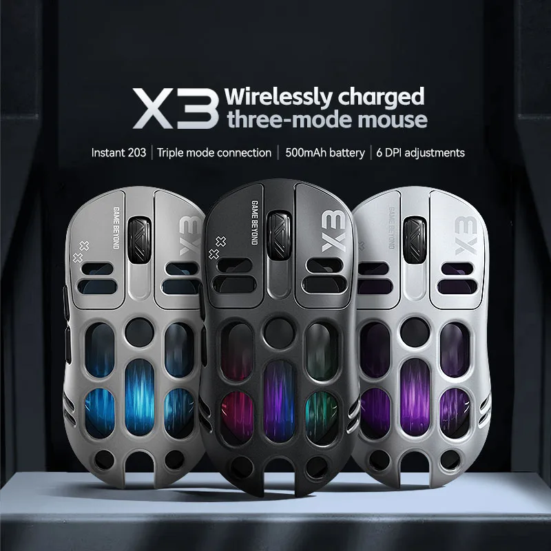 Lenovo Tri-Mode Gaming Mouse Bluetooth 5.1/2.4G/Wired RGB Hollow Ergonomic Wireless Mouse Rechargeable Low Latency for PC Laptop