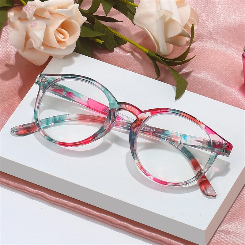 

Fashion Reading Glasses for Women Anti Blue Light Presbyopia Eyewear Unisex High-definition Transparent Flower Frame Eyeglasses