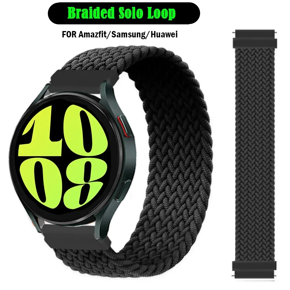 Braided Solo LoopสําหรับSamsung Galaxy Watch 6-5-4-3-6 Classic/Active 2 20มม.22มม.สร้อยข้อมือAmazfit Gtr/GTS 4/3/Pro/2e Band