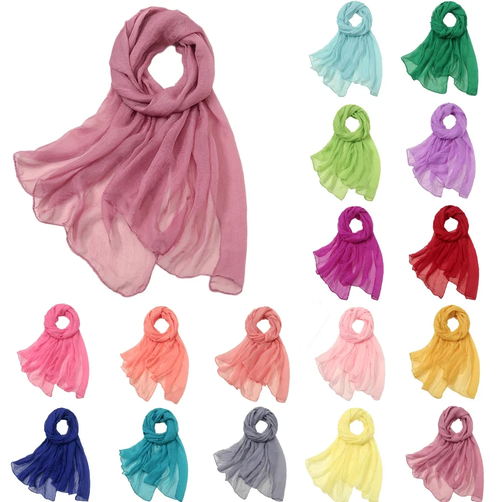 New Summer Large Shawls Chiffon Scarf Beach Burkini Cover Up Women Solid Color Head Wrap Sarong Beachwear Pareo Sunscreen Cover