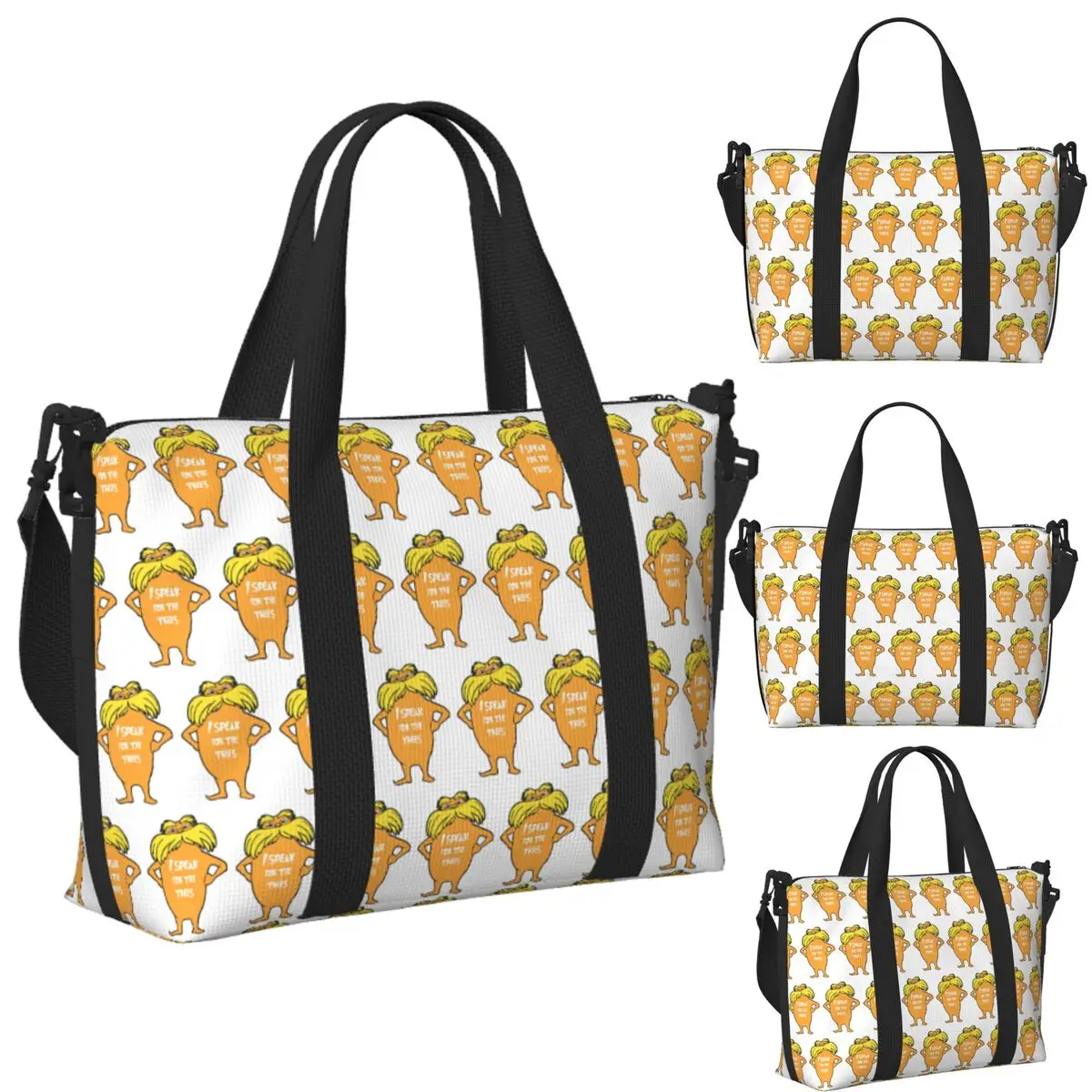 

Пользовательские Lorax I Speak For The Trees Пляжная дорожная сумка Большая вместительная сумка-тоут для спортзала Йога Женская дорожная сумка для покупок