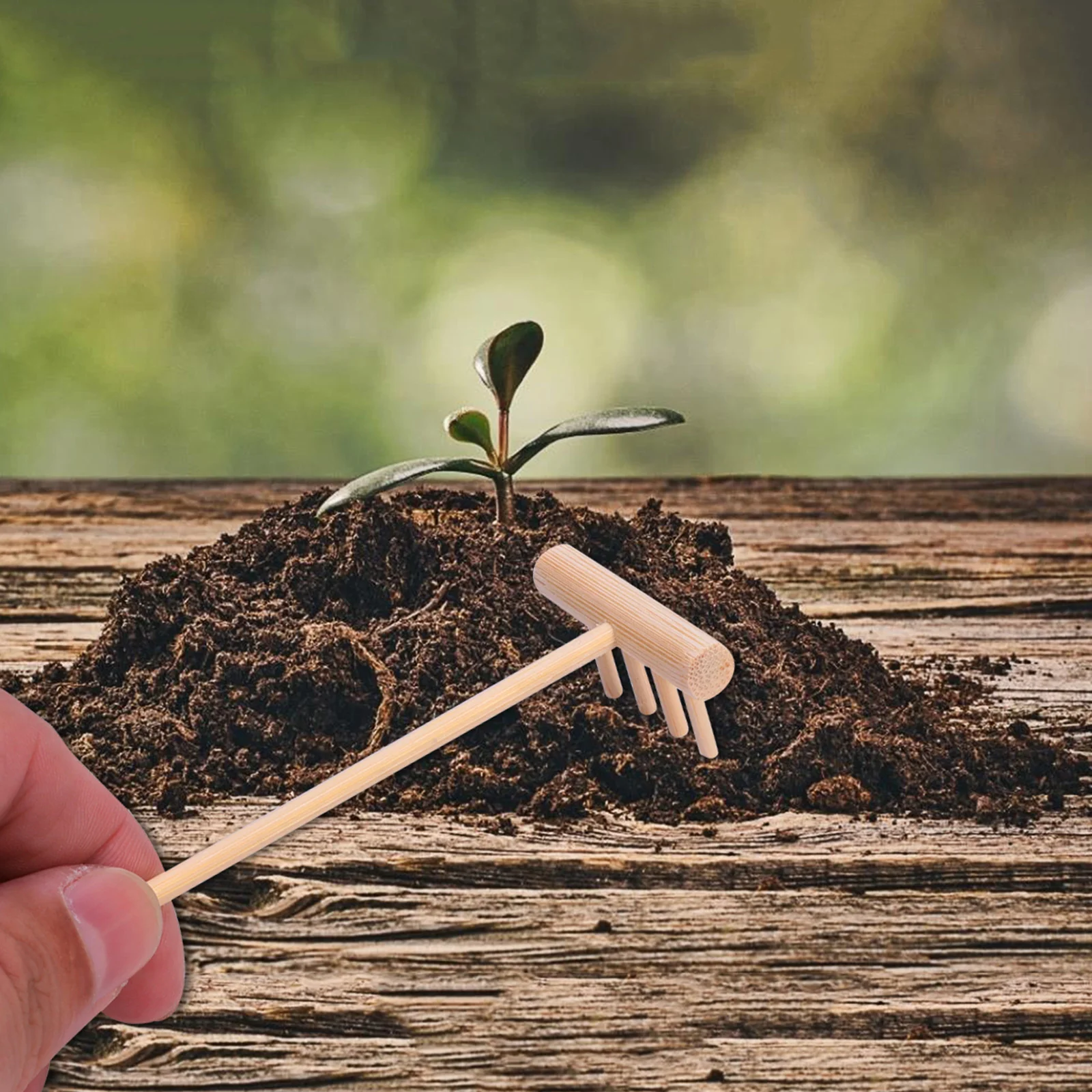 8 pezzi set da tè ornamenti mini rastrello rastrelli per sabbia attrezzi da giardino giapponesi forniture di roccia giocattolo fai da te giardinaggio in bambù ufficio a mano