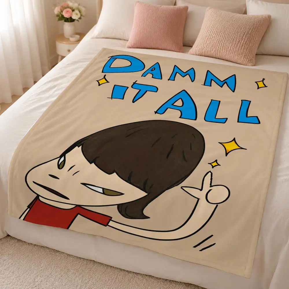 Artist Y-Yoshitomo Nara Japanese Contemporary Pop Throw 320g Soft Flannel Fleece Throw Blanket Cover Sofa Bed Dorm Nap Gift