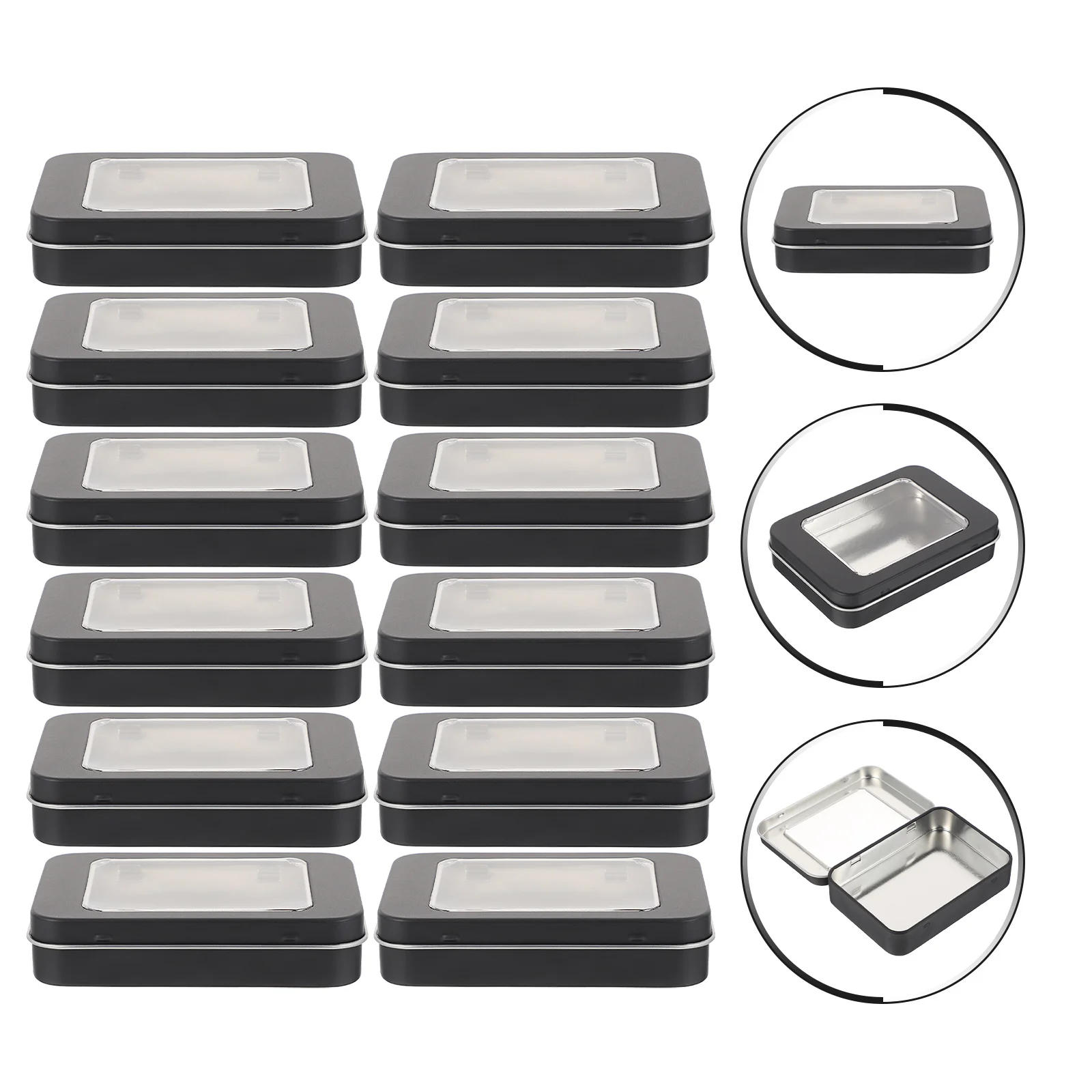 

12Pcs USB Flash Drive Key Holder Storage Window Boxes with Lid Durable Tinplate Organizer for Gifts Candy Crafts