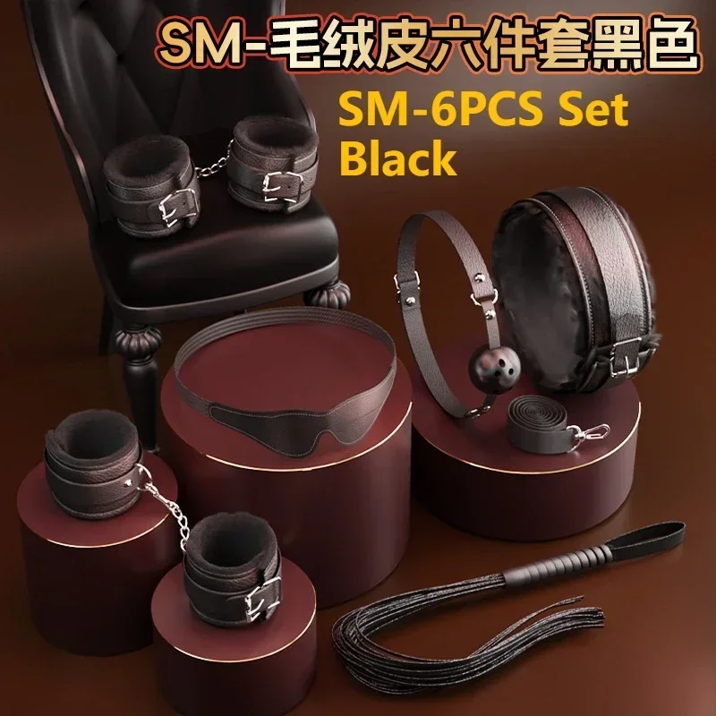 ของเล่นBDSM Bondageชุดของแท้หนังRestraintชุดHandcuffs Collar Gag Vibratorsเพศของเล่นสําหรับผู้หญิงคู่ผู้ใหญ่เกม