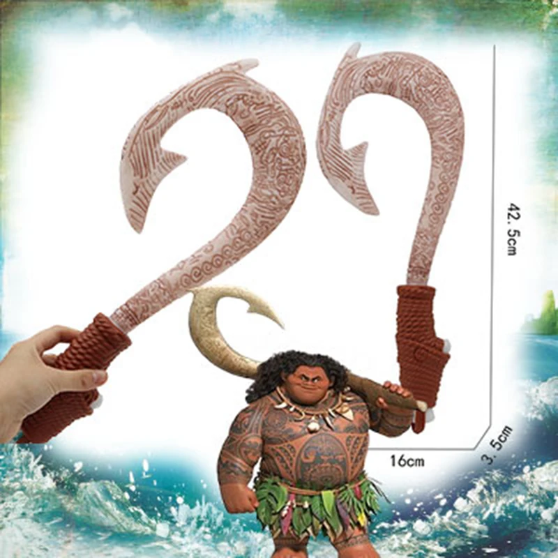 DISNEY Princess Moana Costume Play Accessories Wig Headgear Garland God Maui Weapon Hook Toy  Vaiana 2 Party Role Playing Props