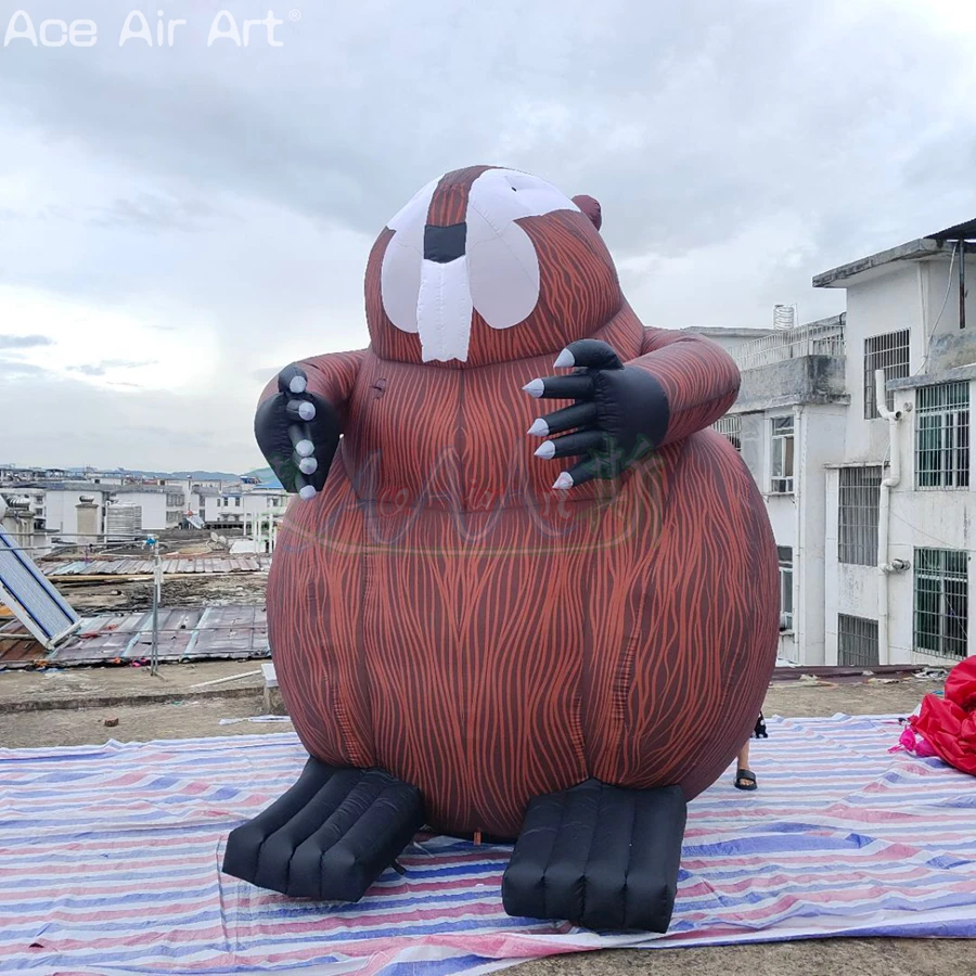 2025 Party Events Trade Show Branding Decoration,3m Tall Giant Inflatable Beaver with LED Lights