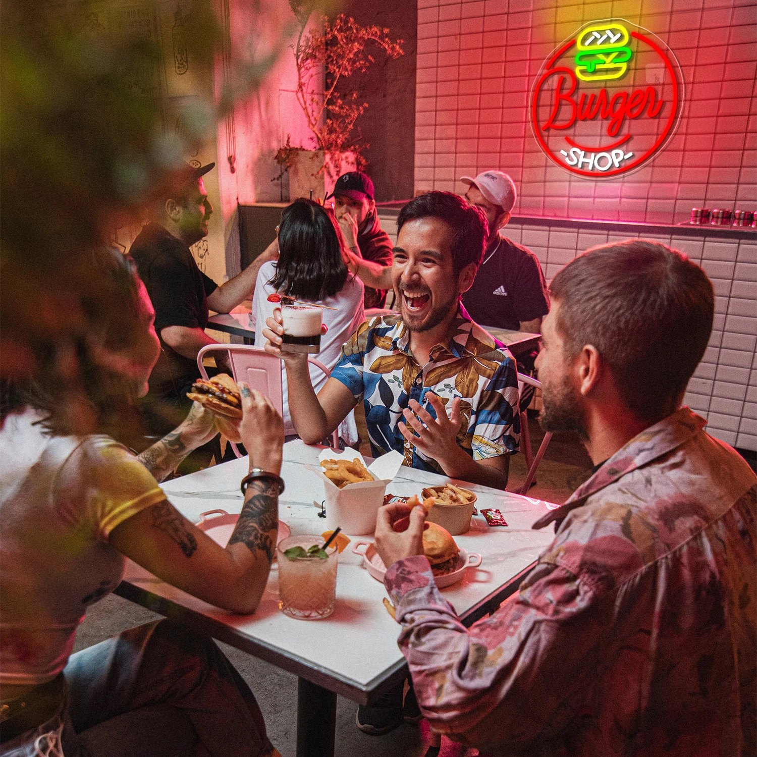 Burger Shop Neon Sign For Wall Decor Hamburger Business Signs Art Room Decoration For Fast Food Shop Restaurant Hotel Led Lights