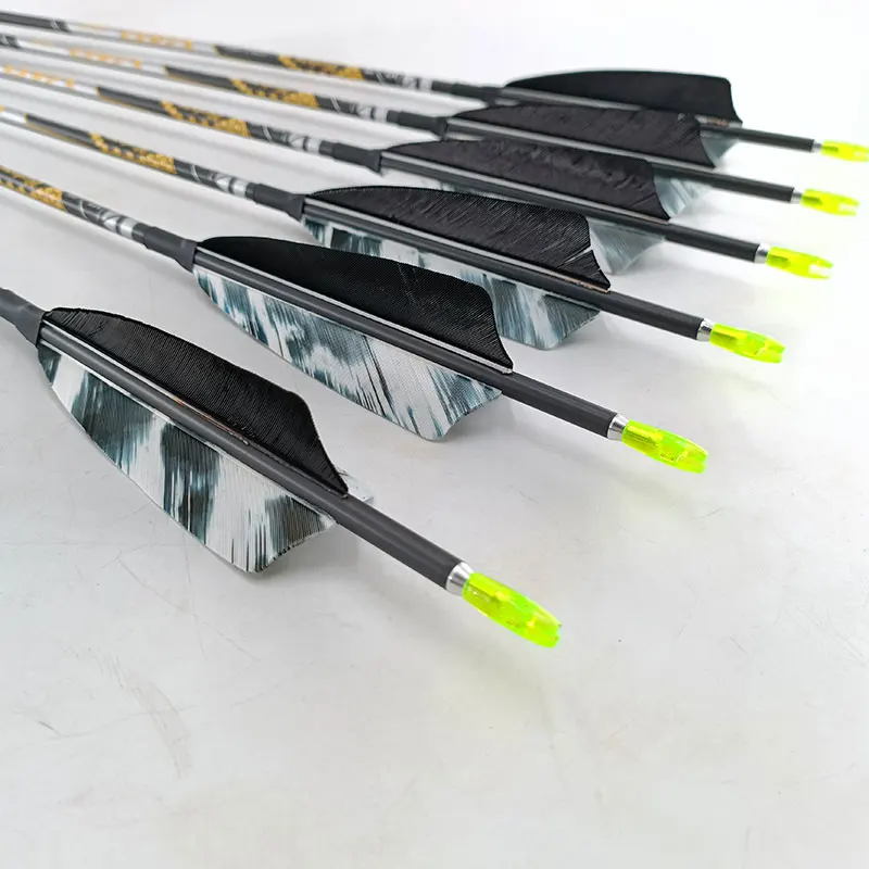 

6/12pcs pure Carbon Archery,Arrow Shafts Spine350 400 450 500 600 700 750 800 900 ID 4.2mm Recurve Bow Longbow Hunting Shooting