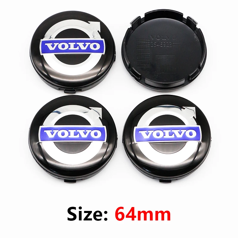 4pcs 64MM Original Car Wheel Center Cap Hub Cover Badge For Volvo Rdesign T6 AWD C30 C70 S40 S60 S70 S80 S90 V40 V50 V60 V70 V90