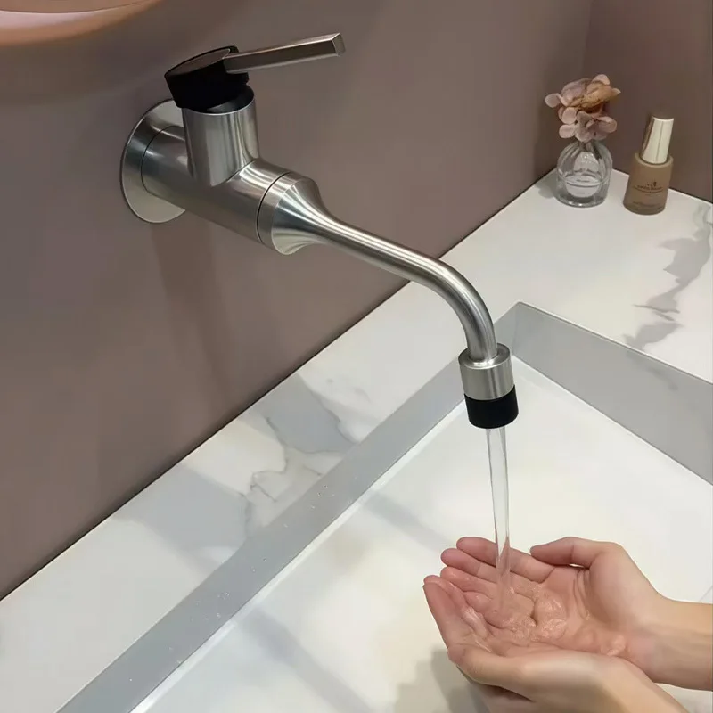 New Arrival Basin Faucets SUS 304 Bathroom Sink Faucets Hot Cold Wall Mounted Mixer Water Tap Top High Quality