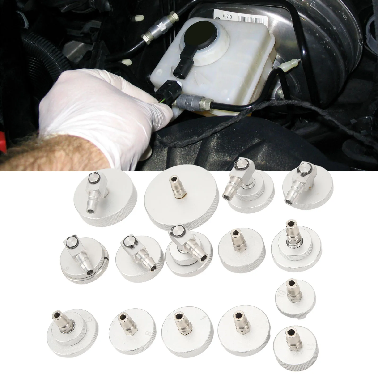 15Pcs Master Cylinder Adapter Set Leakproof Brake Fluid Bleeder Adapter Universal for Automobiles Brake Bleeder Adapter