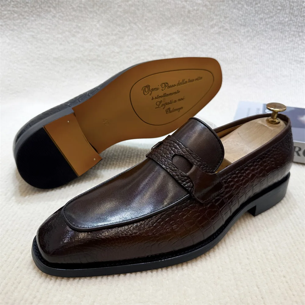 

2025 Italian Shoes Men New Men's Formal Leather Business Penny Loafers Handmade Shoes High-end Men Dress Moccasins