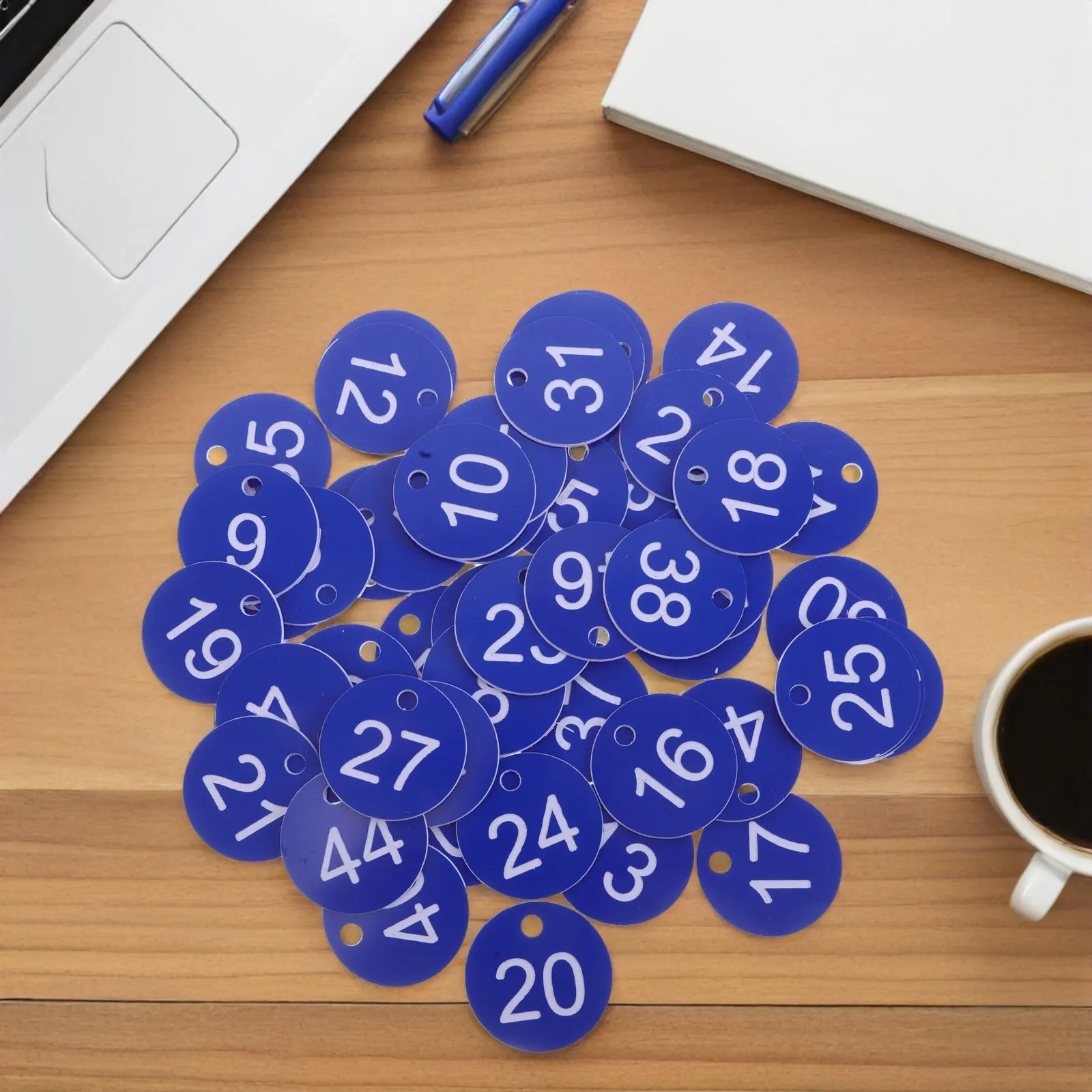 

50Pcs Keychain Label Tags: 1-50 Colored Plastic Number Tags with Hole for Organization - Reusable Identification Labels