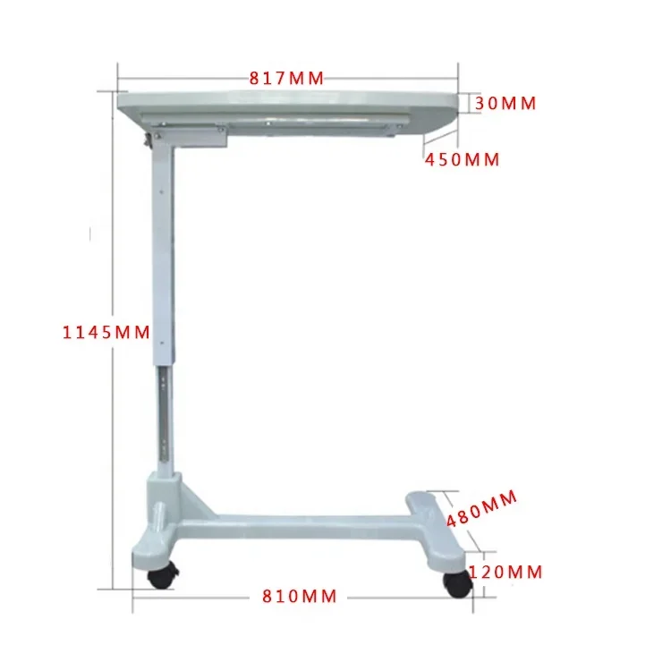 ABS Medical Hydraulic Lifting  Nursing Table Movable Bedside food overbed Dining Table