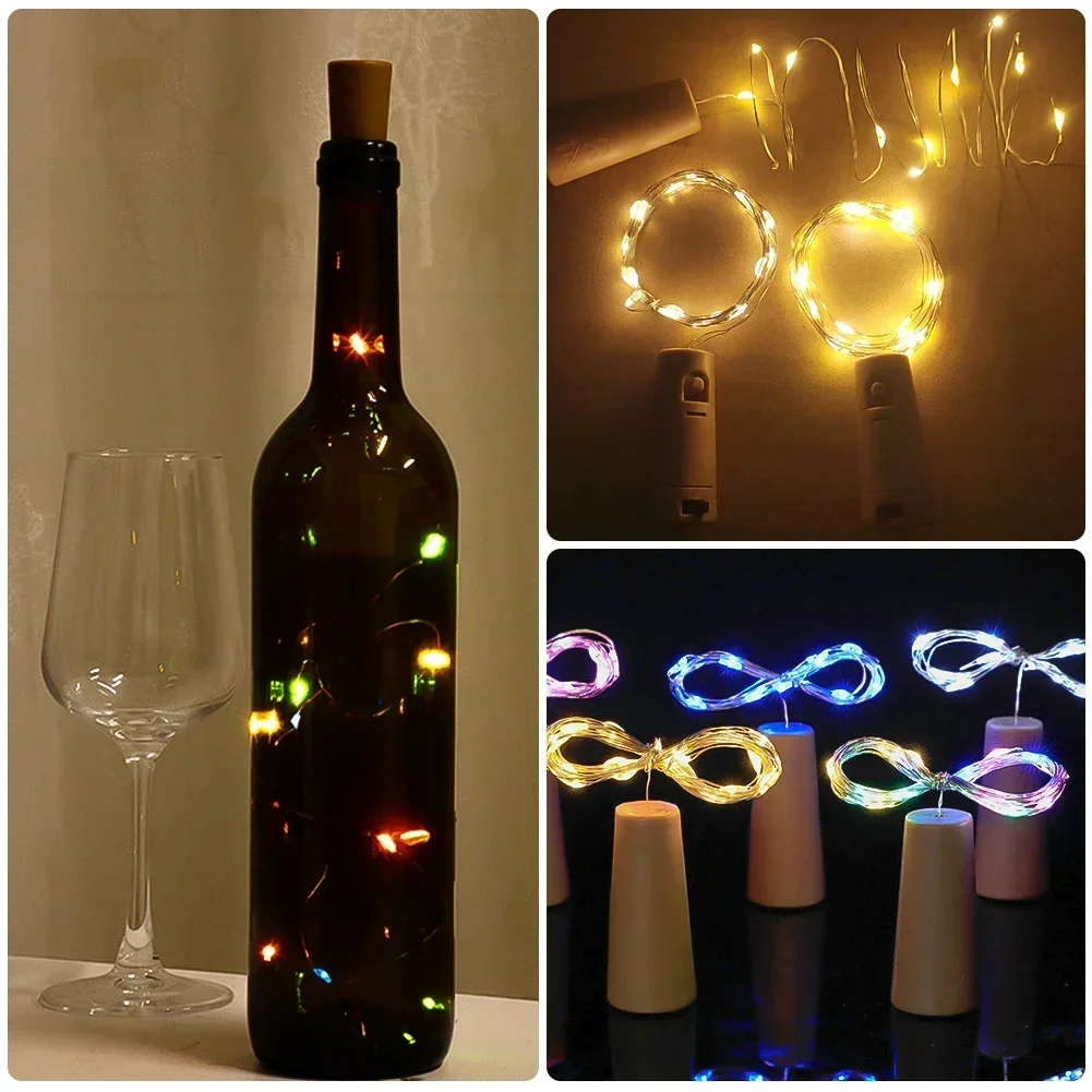 

LED Wine Bottle Lights Cork 2M 20leds Fairy String Lights for Liquor Crafts Party Bottle Stopper Light Bar Wedding Decoration