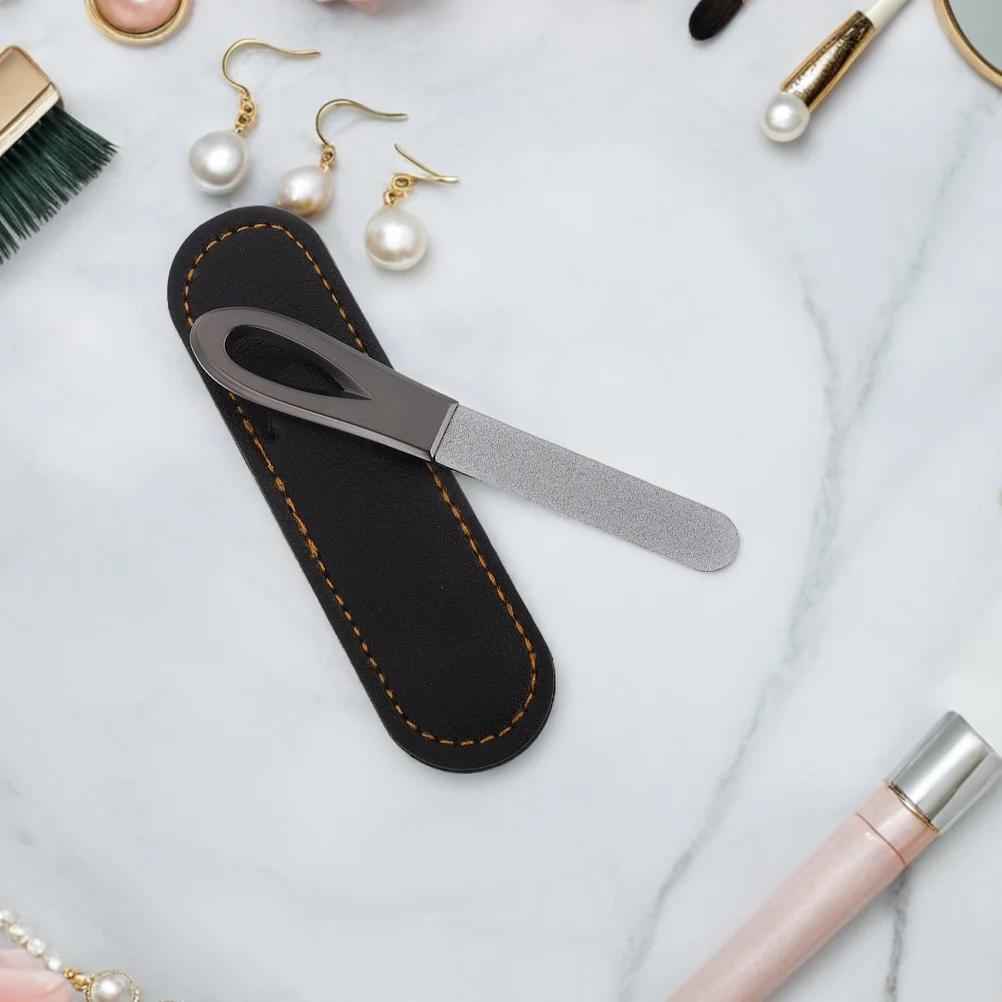 

2Sets Double Sided Nail File Stainless Steel Nail Buffer Smooth Anti Slip Handle Portable Reusable Manicure Tool for Travel