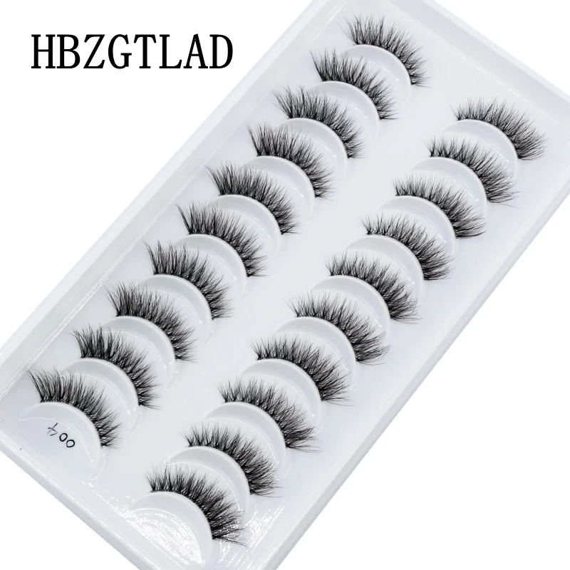 New 10pairs half/full eye Mink Eyelashes Clear Band Eye Lashes Natural Long Invisible Band False Eyelashes Handmade Upper Lashes