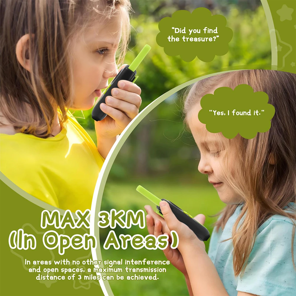 2PCS Kids Walkie Talkies Toy Long Range 2 Way Radio for 3-12 Ages LCD FlashLight Boys Girls Birthday Gifts for Camping Outdoor