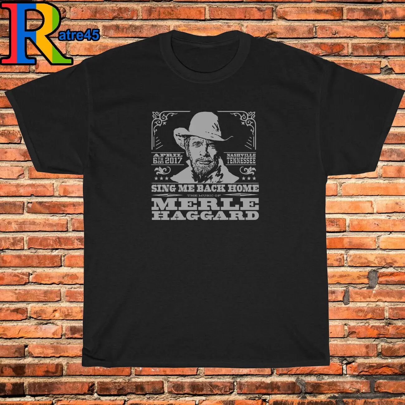 New T-Shirt Merle Haggard Classic Logo  Black/Grey/White/Navy Size S-3XL