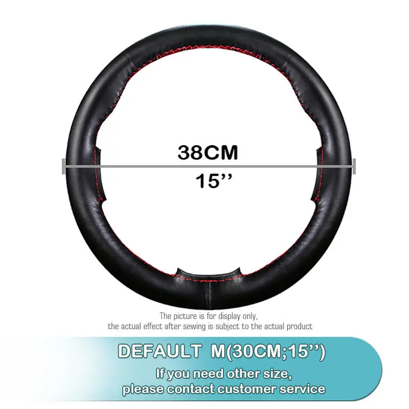 38CM 15INCHES Wholesale Car Steering Wheel Braid Cover With Needles And Thread Soft Non-slip Leather Auto Interior Accessories