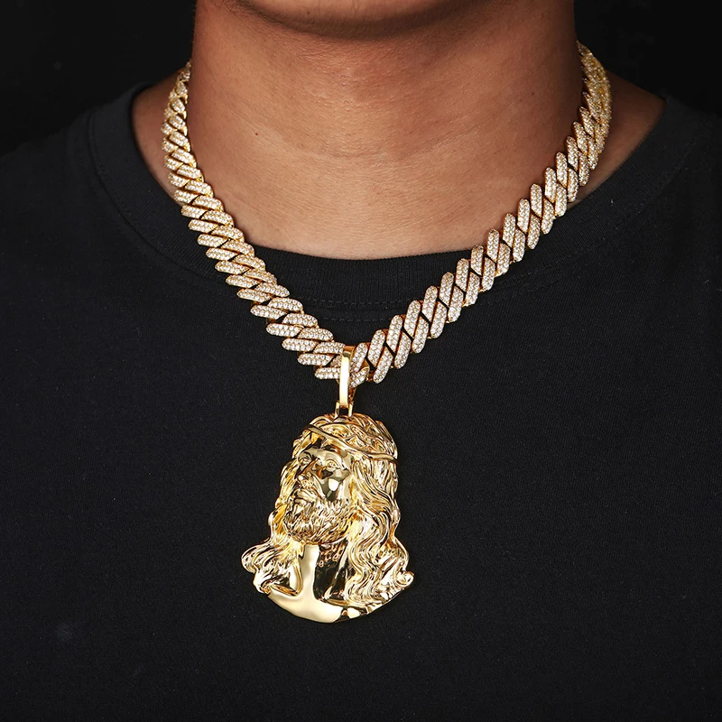 Hip Hop High Polishing Bling JESUS PIECE Pendants Necklace Men Rapper Jewelry Gold Silver Color