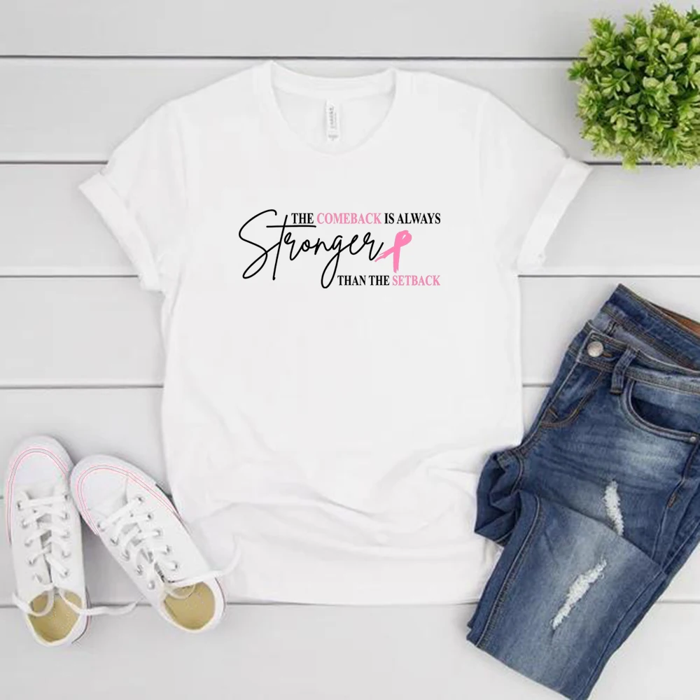 Pink Breast Cancer T Shirts The Comeback Is Always Stronger Than The Setback Tshirt Pink Ribbon Tees Breast Cancer Survivor Gift