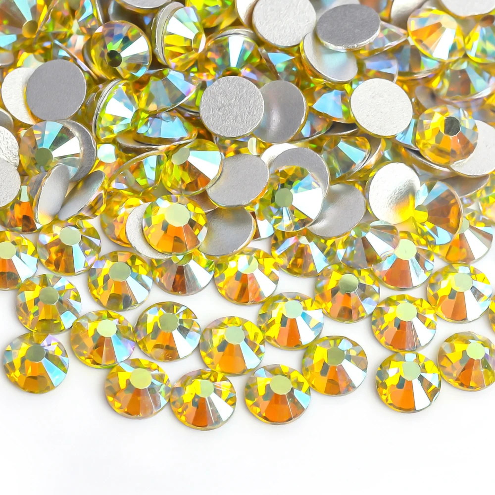 

Citrine AB SS3~SS30 Non Hotfix Rhinestone стразы Flatback Glass Stone Nail Rhinestones Diamond For DIY Nail Decorations