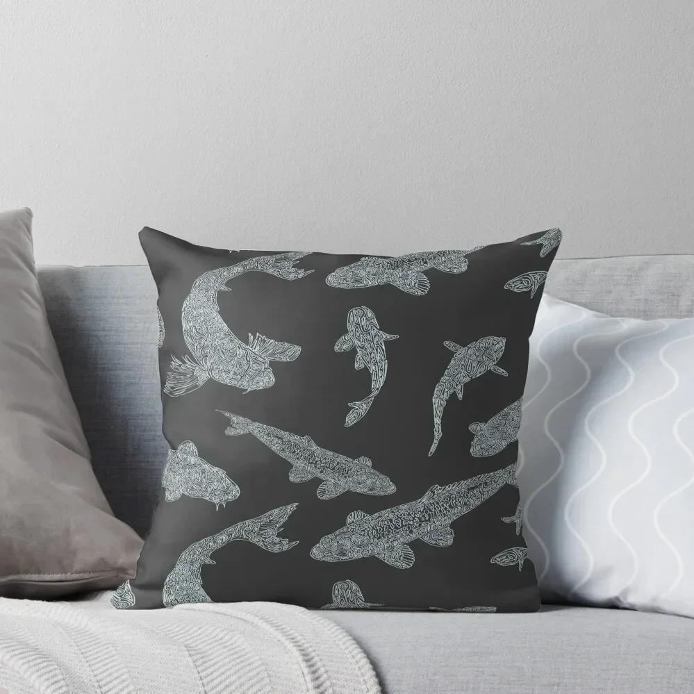 

Swimming Koi Steel Grey Throw Pillow Decorative pillowcase Throw Pillow Covers Sofas Covers Pillow