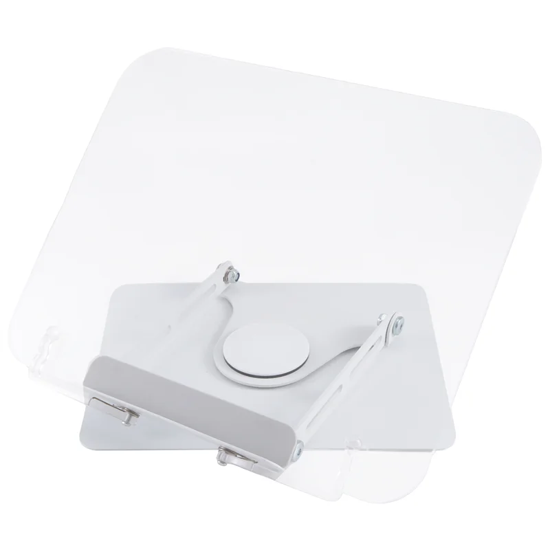 AA08-support de livre pour la lecture, support de livre réglable avec 360 °   Base pivotante et clips de page, support pliable pour les partitions musicales faciles à utiliser