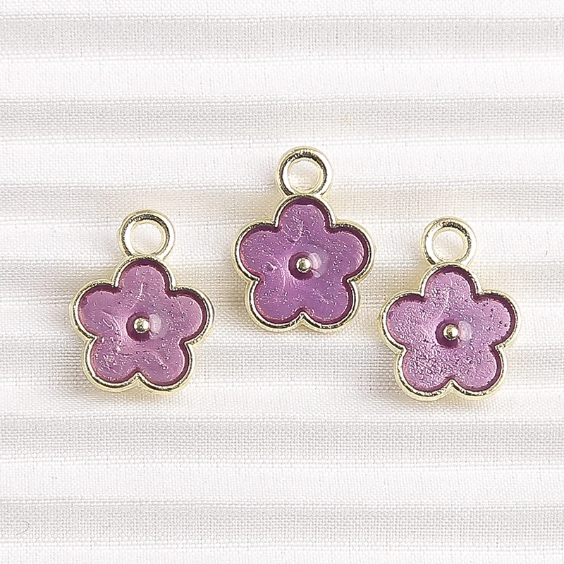 10 Stück 9 x 12 mm niedliche Mini-Emaille-Blumen-Charms-Anhänger für Schmuckherstellung, Halsketten, Ohrringe, Armbänder, DIY, handgefertigtes Bastelzubehör – Detail 6