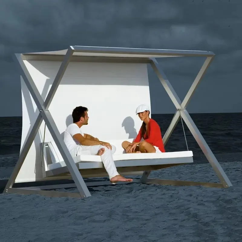 Modern Outdoor Garden Swing with Canopy for Courtyard Poolside Leisure